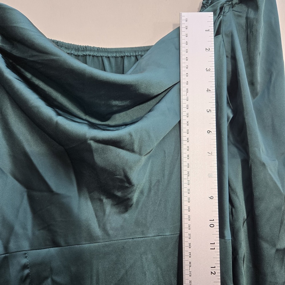 Unbranded Womens Dress Sz M Green Satin Long Sleeve Party Holiday Y2K Lightweigh - Picture 15 of 16